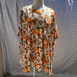 Handcrafted Orange Floral Short Caftan Dress.